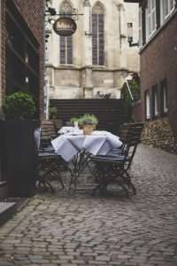 Romantic dinner table outside the restaurant